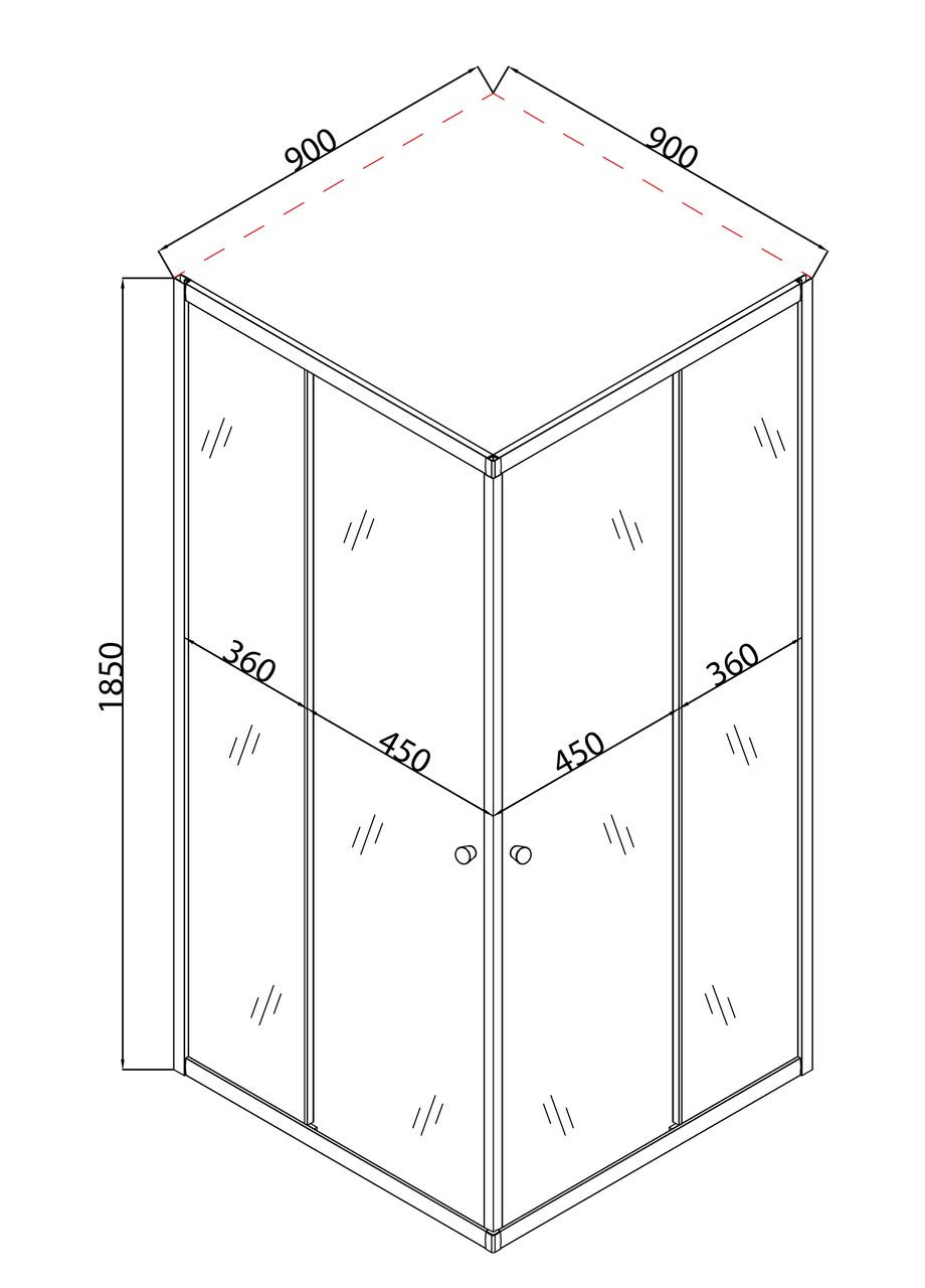 Душевая кабина без поддона CUBIC SC01-90x90x185-TR GRAPHITE прозрачное стекло 4мм (MI6907) Mixxus (321184056)