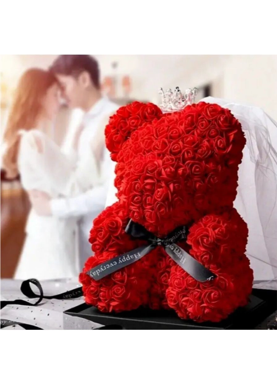 Подарочный мишка из 3D роз 25 см, игрушка для любимого, красный, декор и подарок No Brand (364191316)