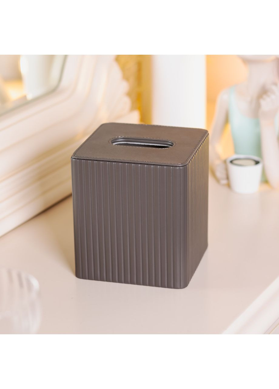 Салфетница из эко кожи квадратная 13х13х14.7 см органайзер для салфеток на стол, Серый Yiwu (360456713)