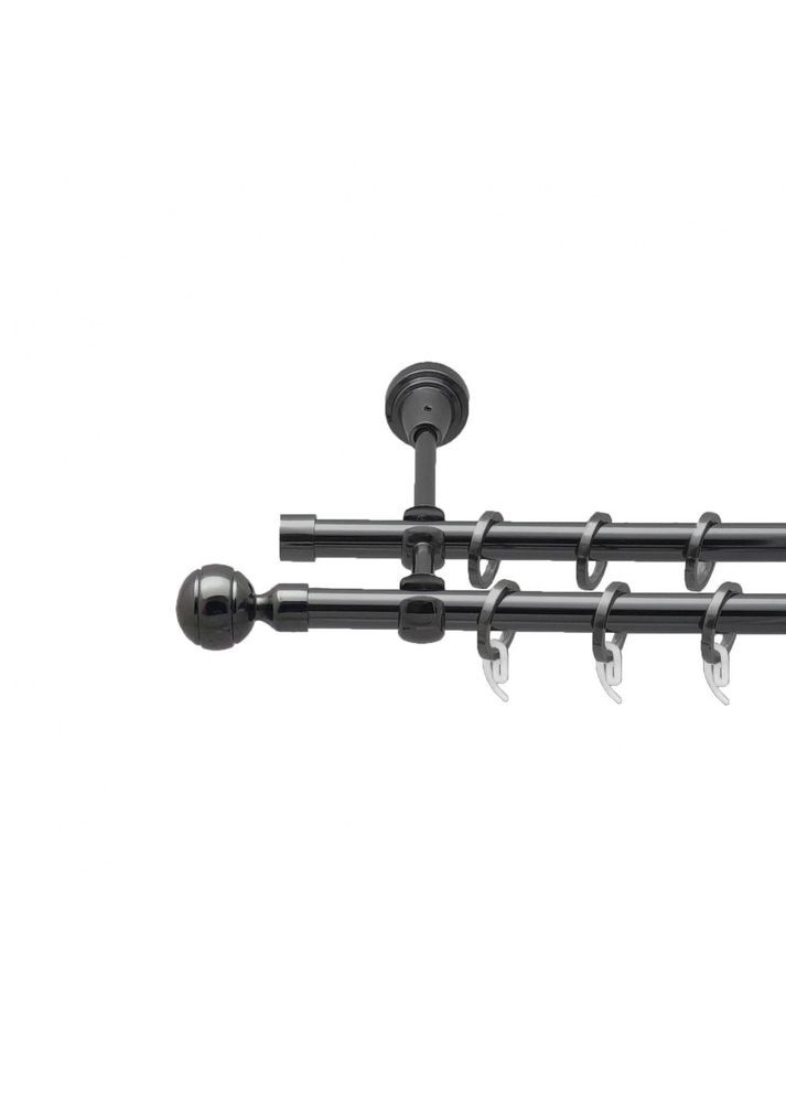 Карниз Паола металлический двухрядный открытый гладкая труба кольцо фасонное металлическое Оникс 16\16 мм 240 см (4714308) ORVIT (300843462)