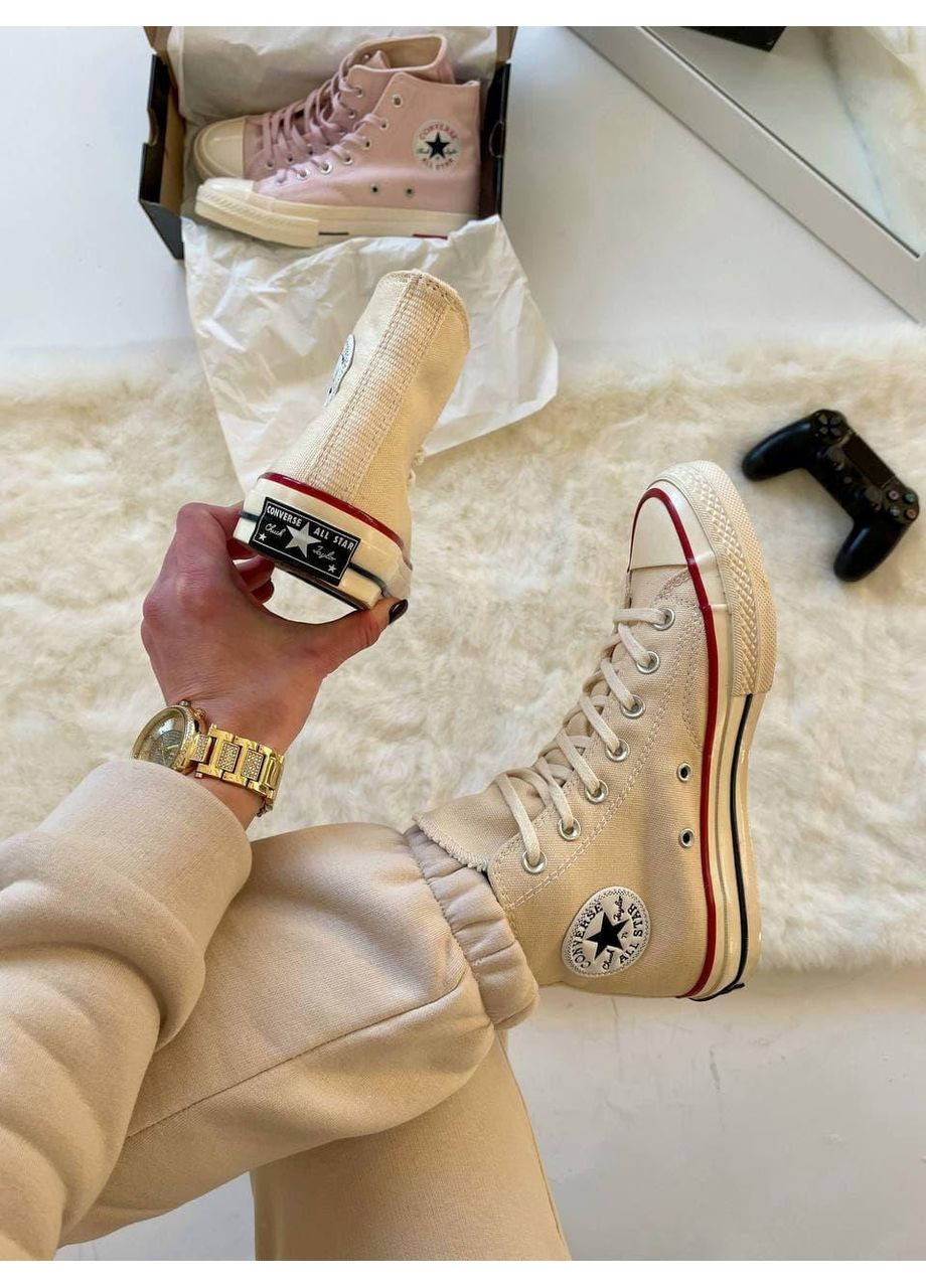 Бежевые демисезонные кеды мужские converse chuck 70 classic high top конверс No Brand