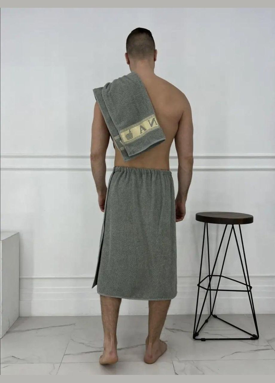 Кілт махровий для чоловіка 70х150 Сірий (П4К-am-mahra-m-006-2) No Brand сірий