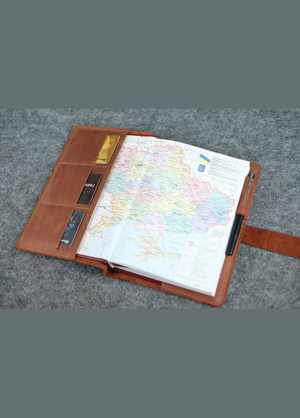 Шкіряна обкладинка для блокноту А5 Дизайн №4, натуральна Вінтажна шкіра, колір Коньяк Berty (299397030)