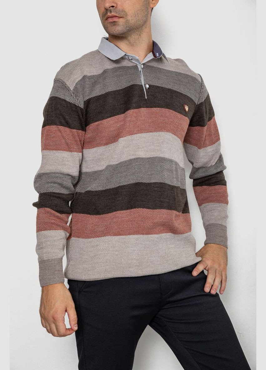 Комбінований демісезонний светр-обманка чоловічий в смужку Ager 161R901-1