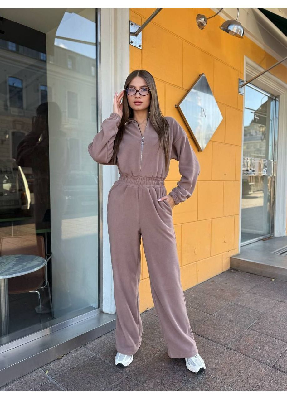 Женский флисовый комбинезон Osoblyva комбинезон-брюки темно-бежевый