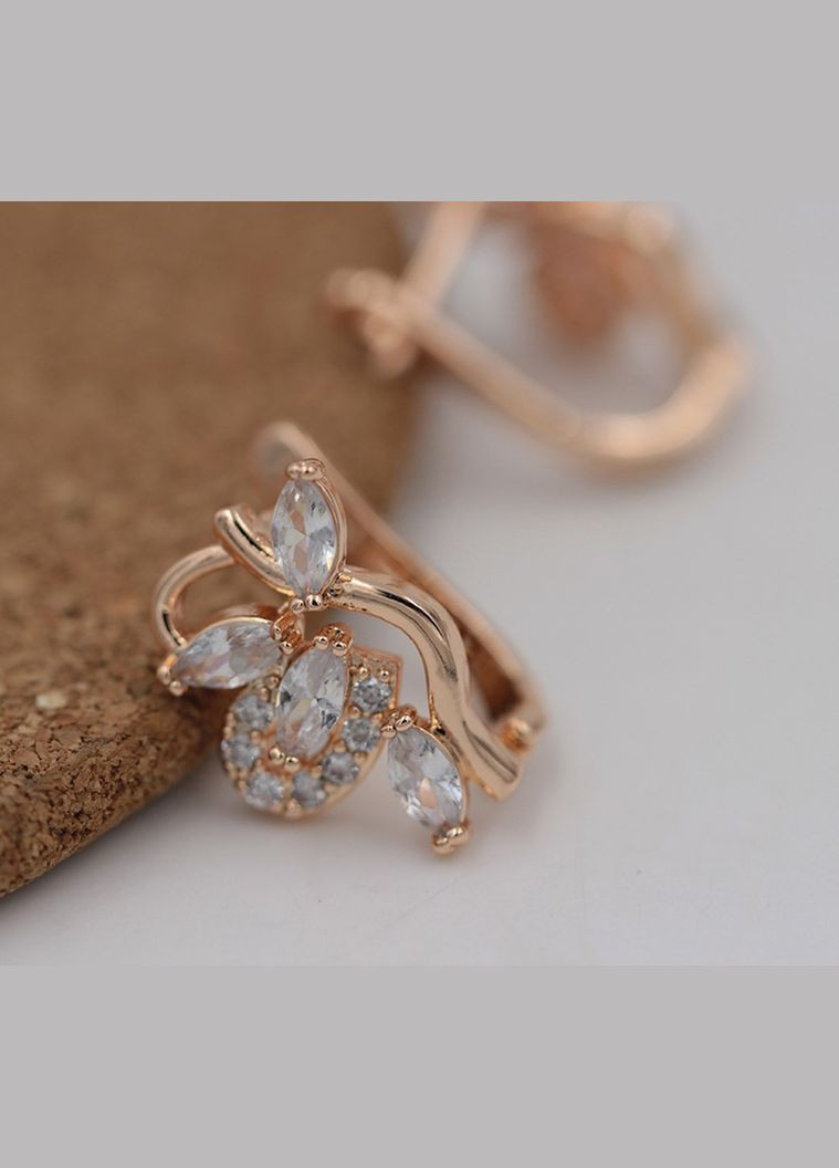 Позолоченные серьги с белыми цирконами код 1359 PTR No Brand (317769151)