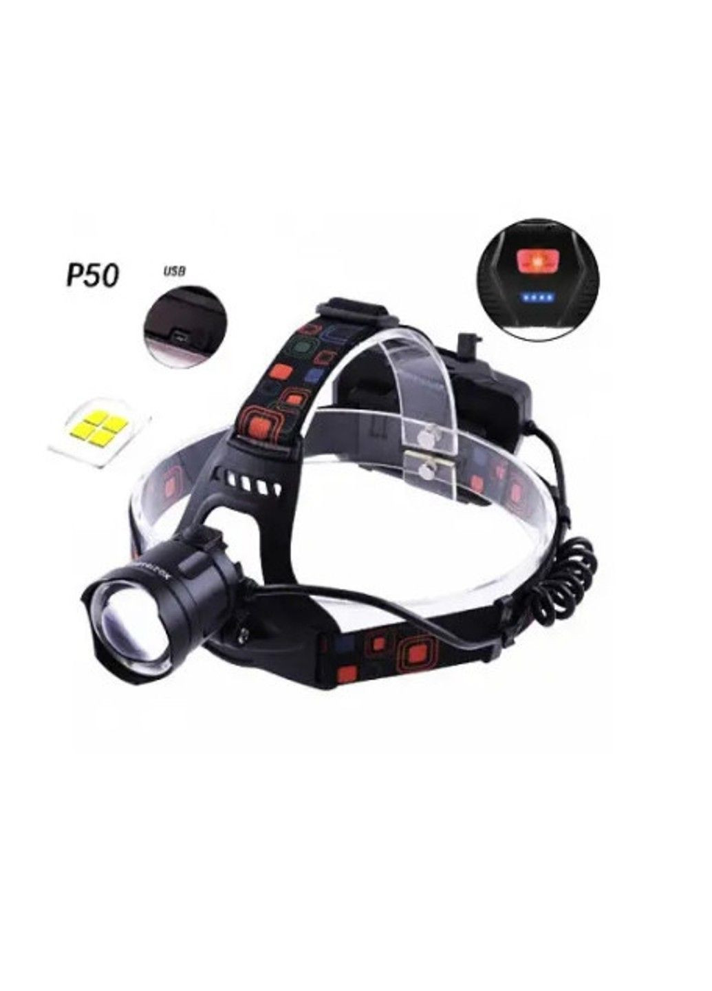 Налобний ліхтар BL-XQ-218-HP50 zoom + Power bank + microUSB + 3х18650 + 3 режим Police (315704983)