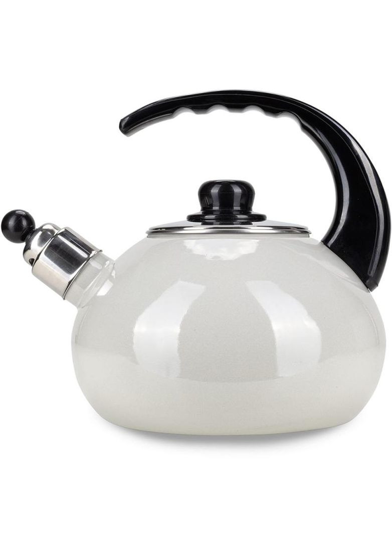 Чайник емальований "Boiling Water" 2.5л зі свистком, бежевий глянець Kamille (372175334)