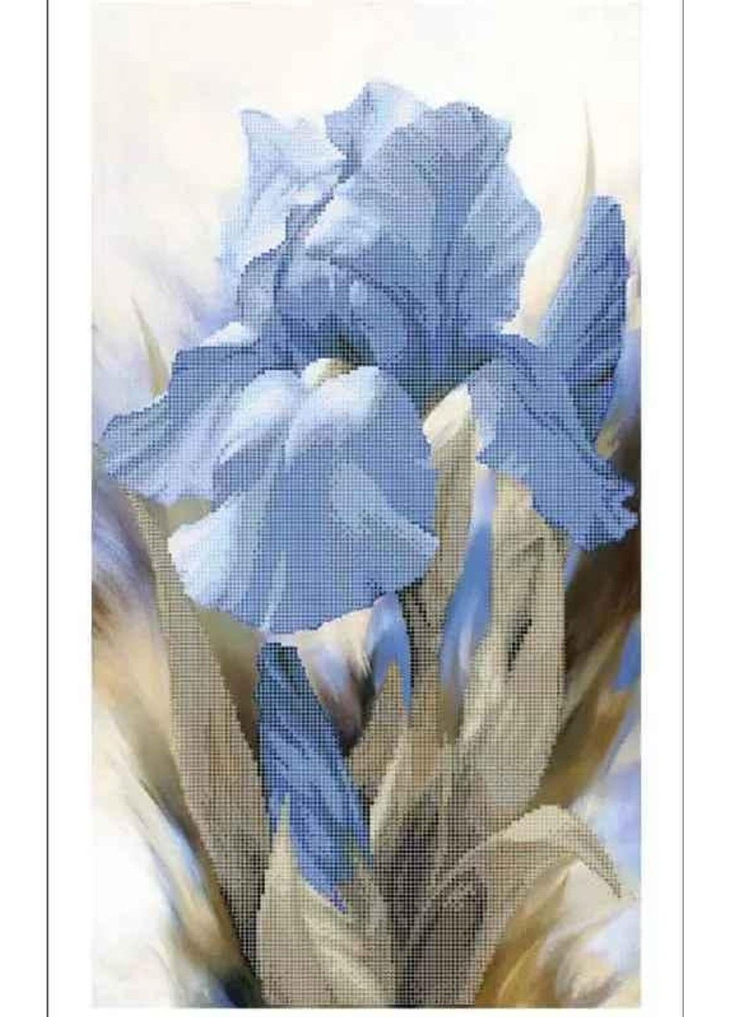 Схема для вышивки бисером "Синие ирисы" петушки цветы декор букет частичная зашивка 29,5х54 см No Brand (333165159)