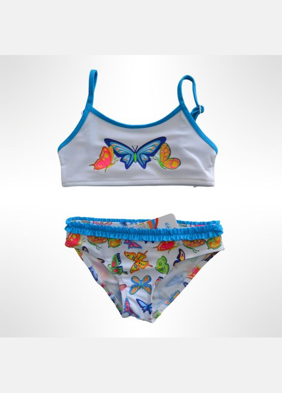 Комбінований літній роздільний купальник для дівчинки 116 см білий/блакитний (0980) роздільний Keyzi