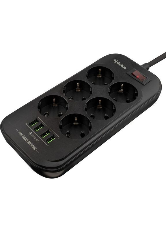 Мережевий фільтр U-Power 6 розеток + 4 USB 2м 10A Black (GP-PS-002) Gelius (316695933)