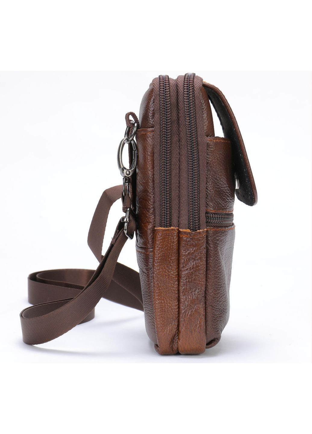 Сумка-барсетка на ремень кожаная брюк 20352 Коричневая Vintage (366881088)
