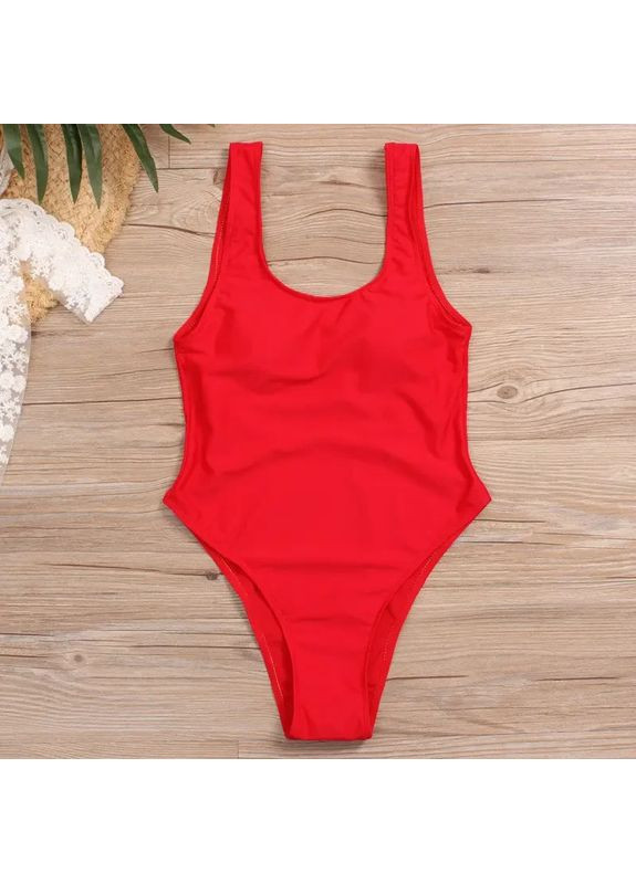 Червоний літній жіночий купальник суцільний червоний China