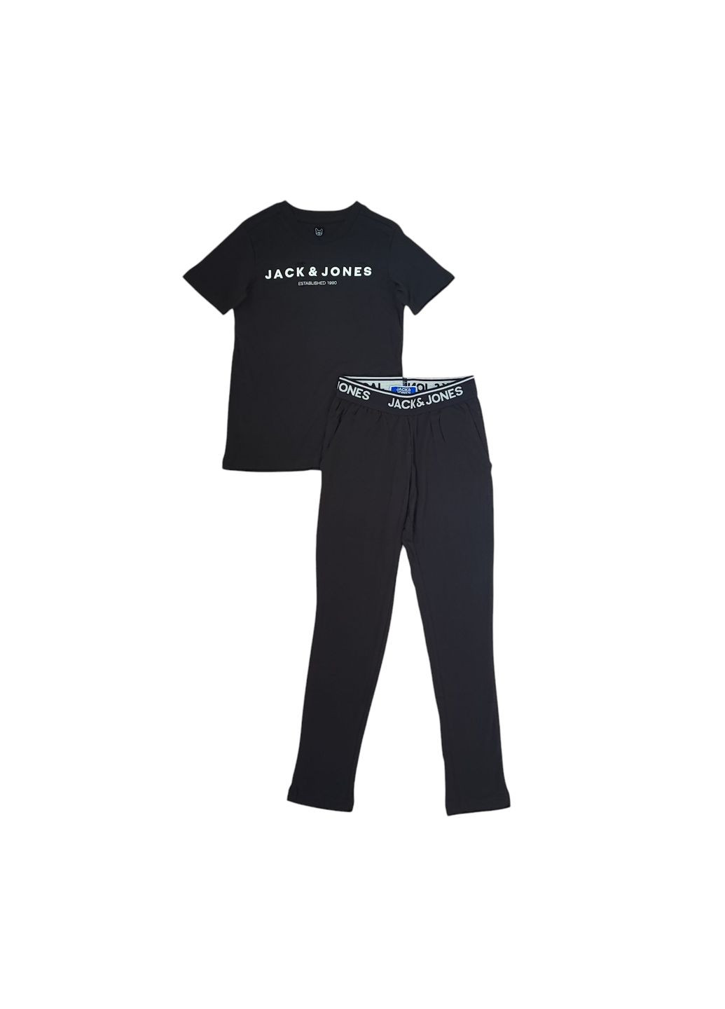 Чорна всесезон дитяча піжама для хлопчика jack&jones 128 см чорний (250313012) футболка + штани Jack & Jones