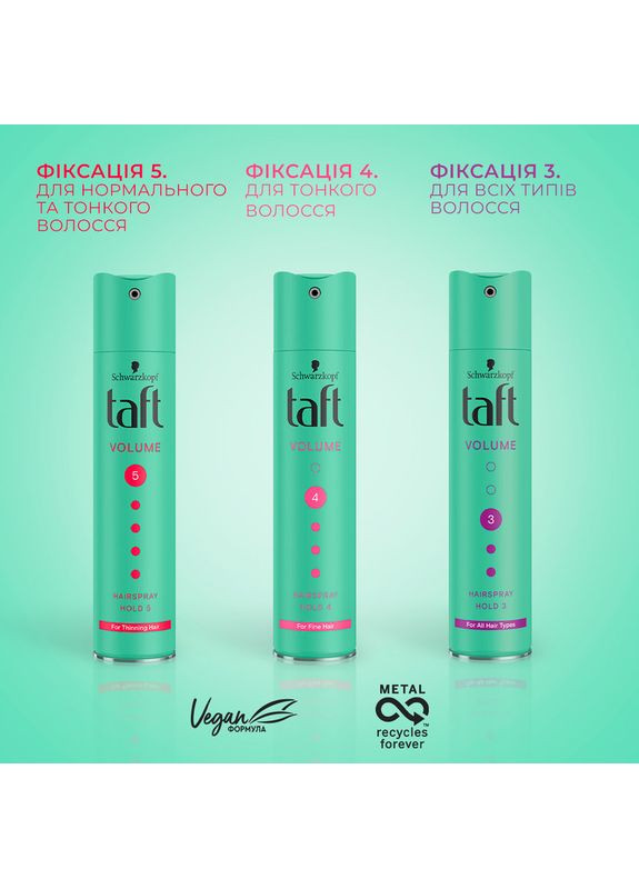 Лак для волосся "Об'єм", надсильна фіксація 4 True Volume 4 250ml (2-510006) Taft (369796304)