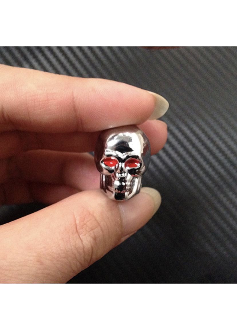 Колпачки хромированный череп на ниппель авто вело мото, шредер (schrader) 2 шт в серебристом цвете China (366874751)