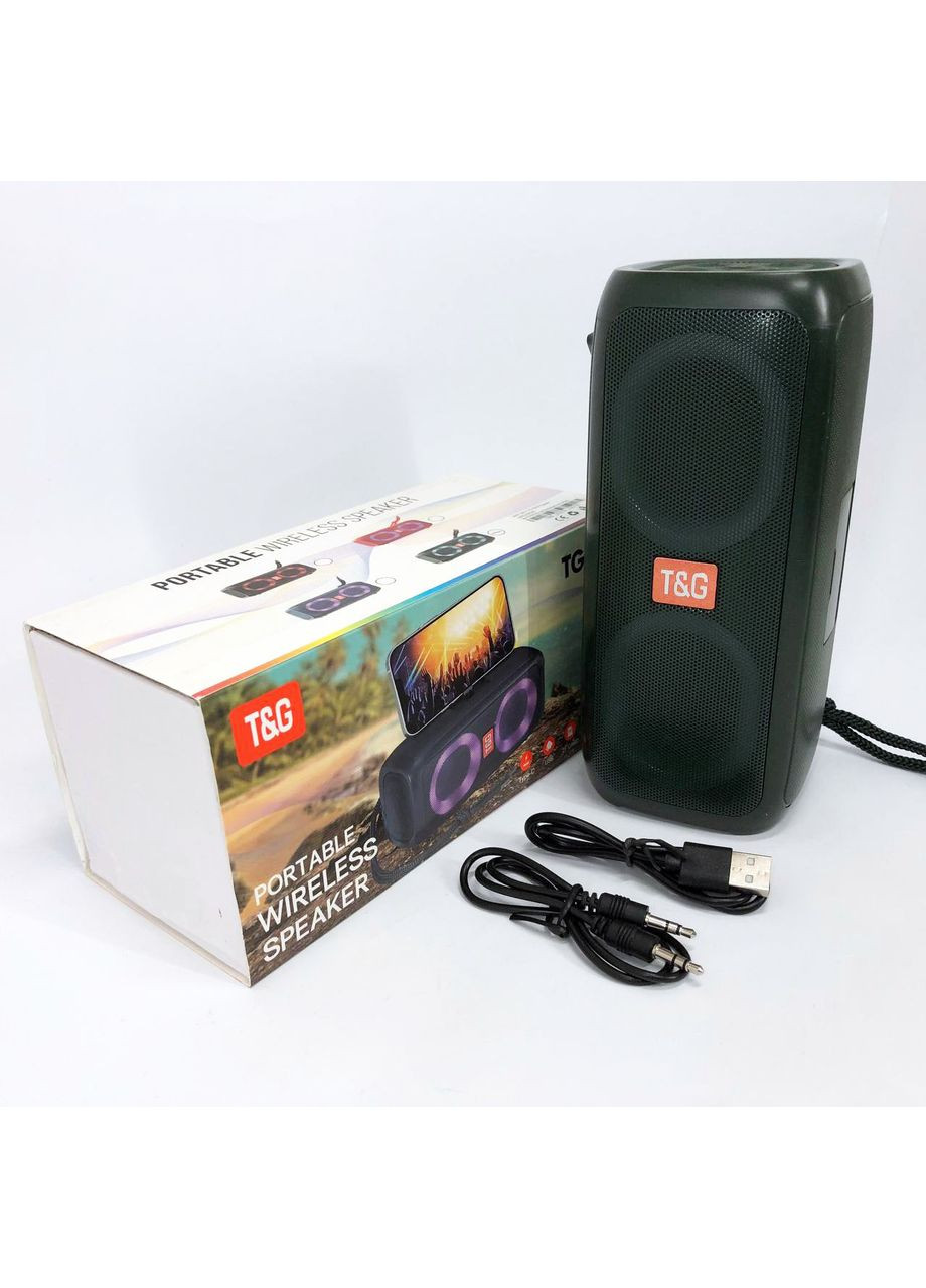Портативная колонка TG333 2x5W с RGB подсветкой, аккумуляторная колонка для музыки. Цвет: зеленый T&G (365731645)