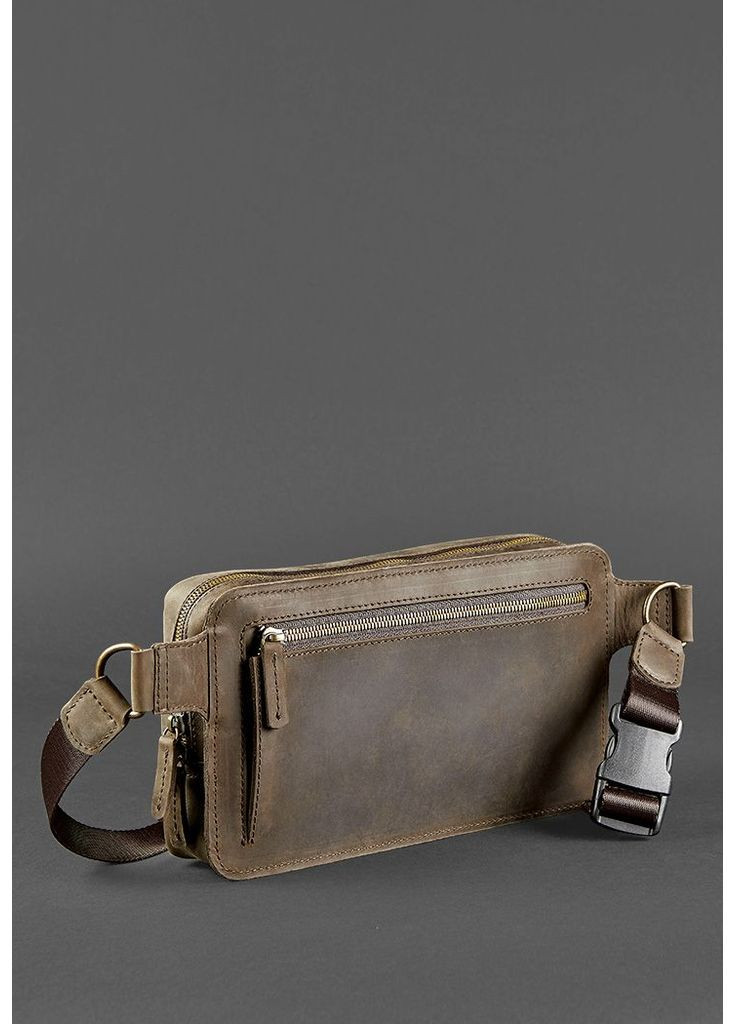 Шкіряна поясна сумка Dropbag Maxi темно-коричнева Crazy Horse BlankNote (348359399)