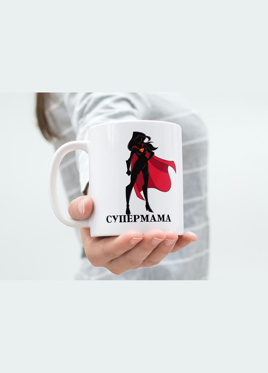 Кружка керамічна з принтом "Супермама" 330 мл Біла No Brand (324264193)