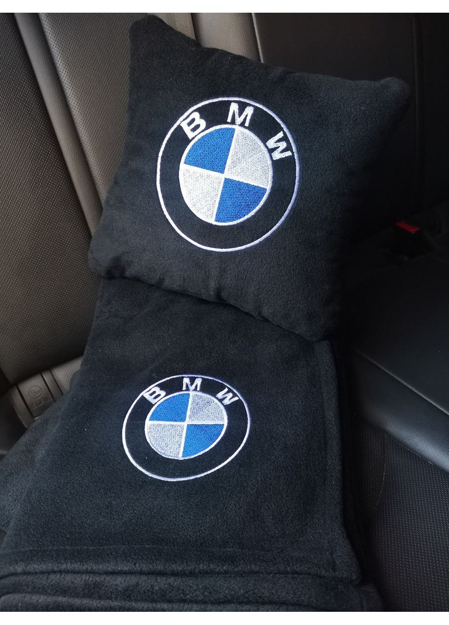 Автомобильный плед и подушка с вышивкой логотипа BMW No Brand (369717214)