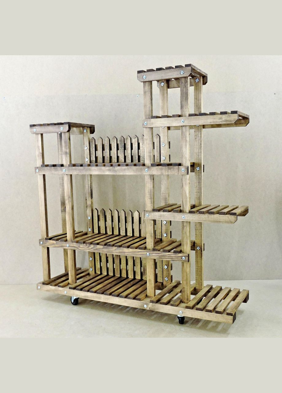 Подставка для цветов из дерева Бемао с колёсиками капучино (ЦВТ-110409) No Brand (328227570)