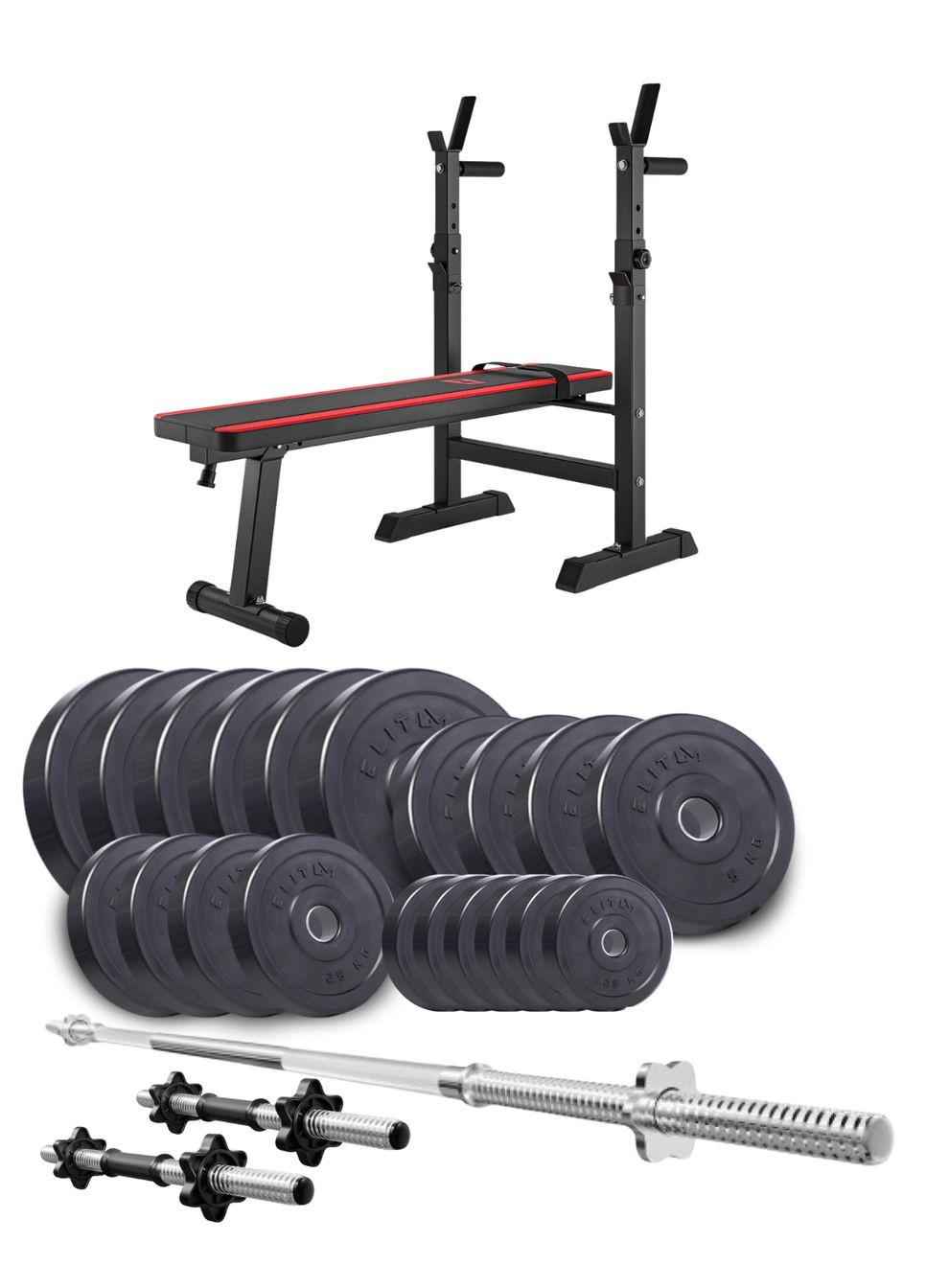 Набор Titan 109кг со скамьей HS1080, штангой и гантелями. Elitum (315141007)