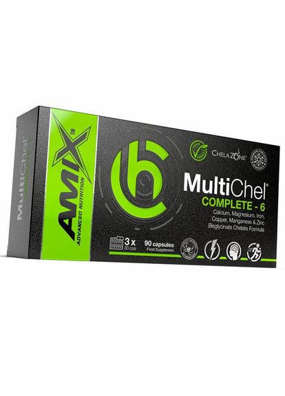 Комплекс із 6 Мінералів у формі хелатів, ChelaZone MultiChel Complete-6, 90капс (36135028) Amix Nutrition (297669533)