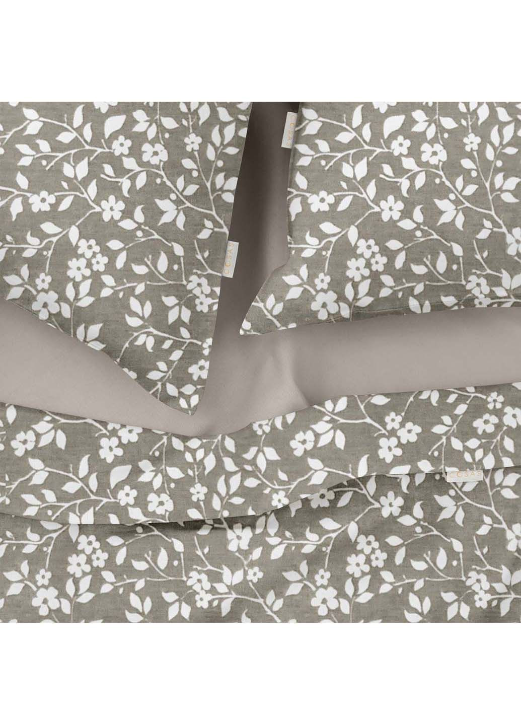 Двоспальний комплект на резинці BEIGE FLOWERS CS1 Ранфорс 180х220 см Cosas (307387092)