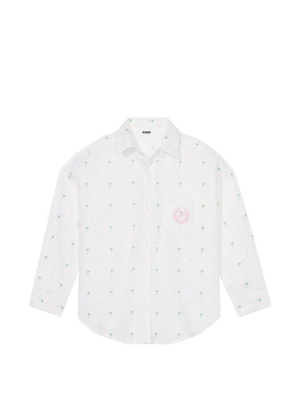 Белая всесезон пижама cotton poplin oversized button-down sleepshirt + boxer shorts Victoria's Secret