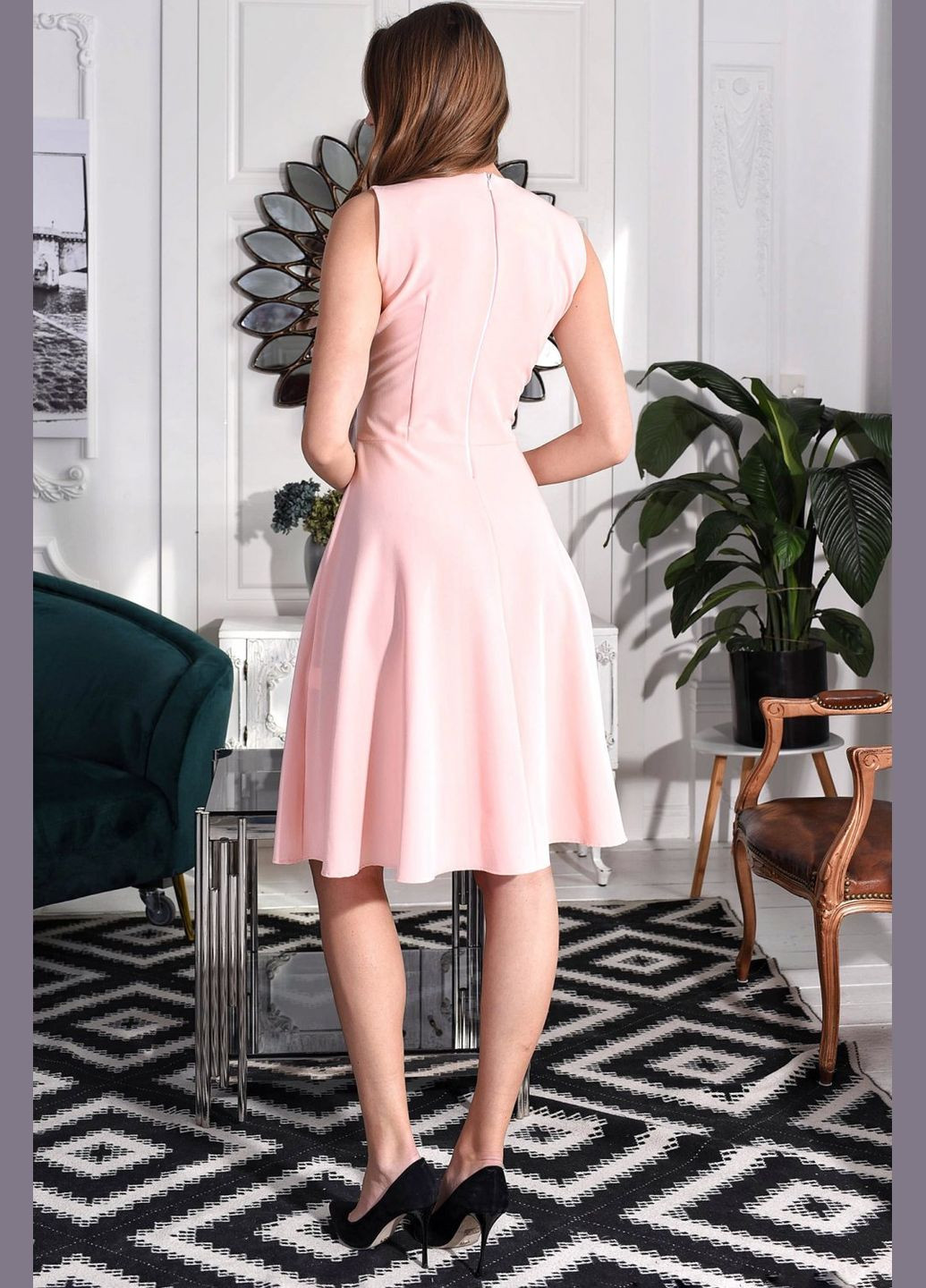 Персикова святковий сукня із защипами (ll181720011) LadyLike