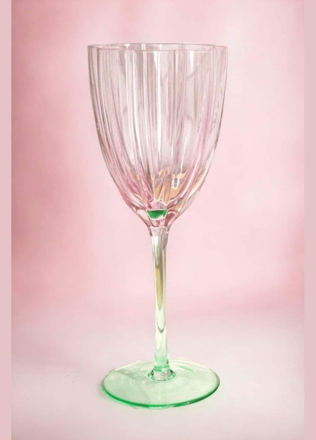 Келих у формі квітки Glassware кришталевий Уцінка Рожевий із зеленим (slyg-2-у) Shanxi Saintroy Trade Co.,Ltd (289362844)