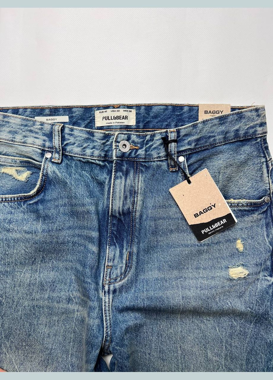 Синие повседневный, джинсовые, кэжуал брюки Pull&Bear