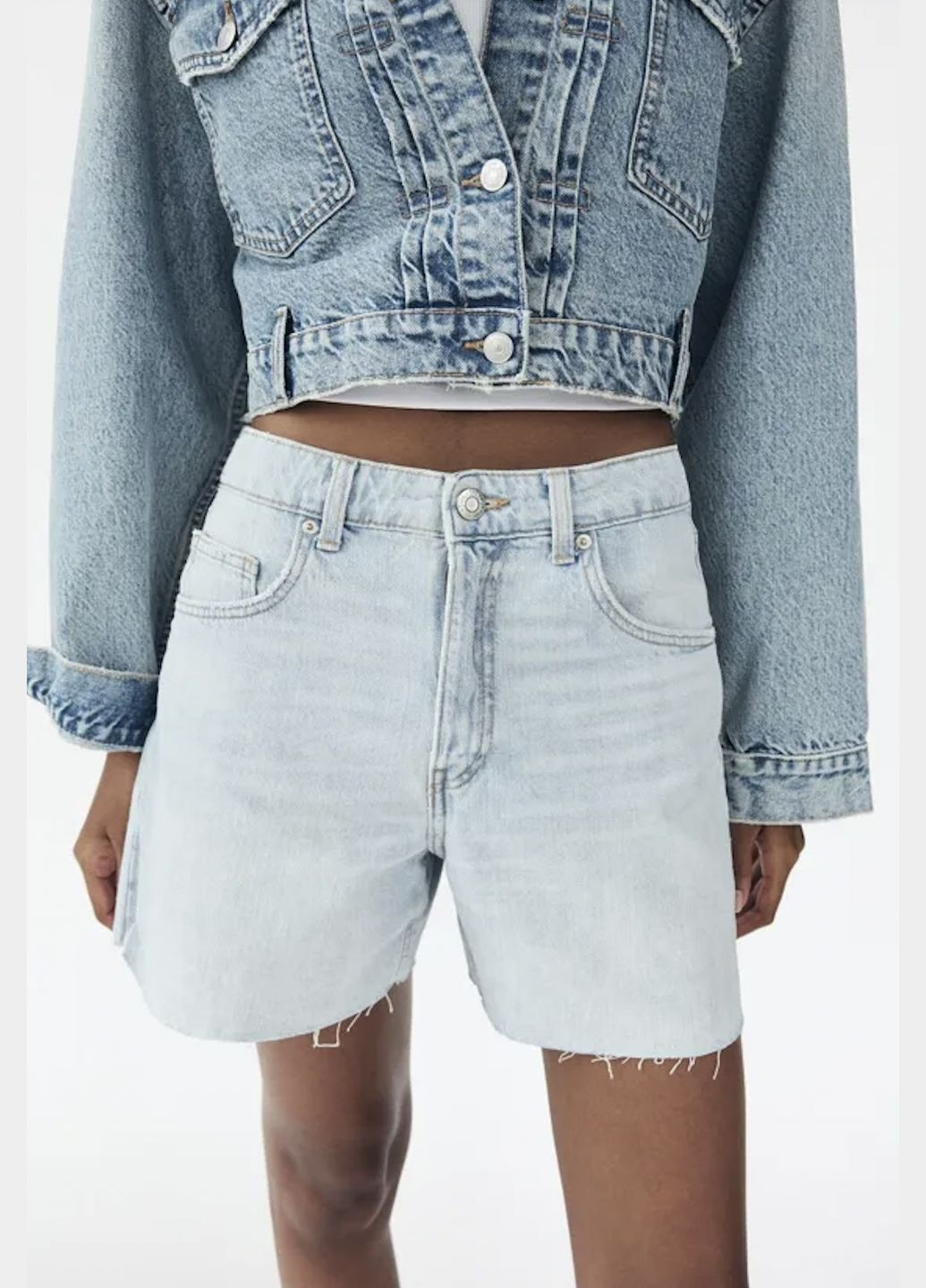 Джинсові шорти TRF High rise mom fit Zara TRF High rise mom fit мом фіт бермуди (333984501)