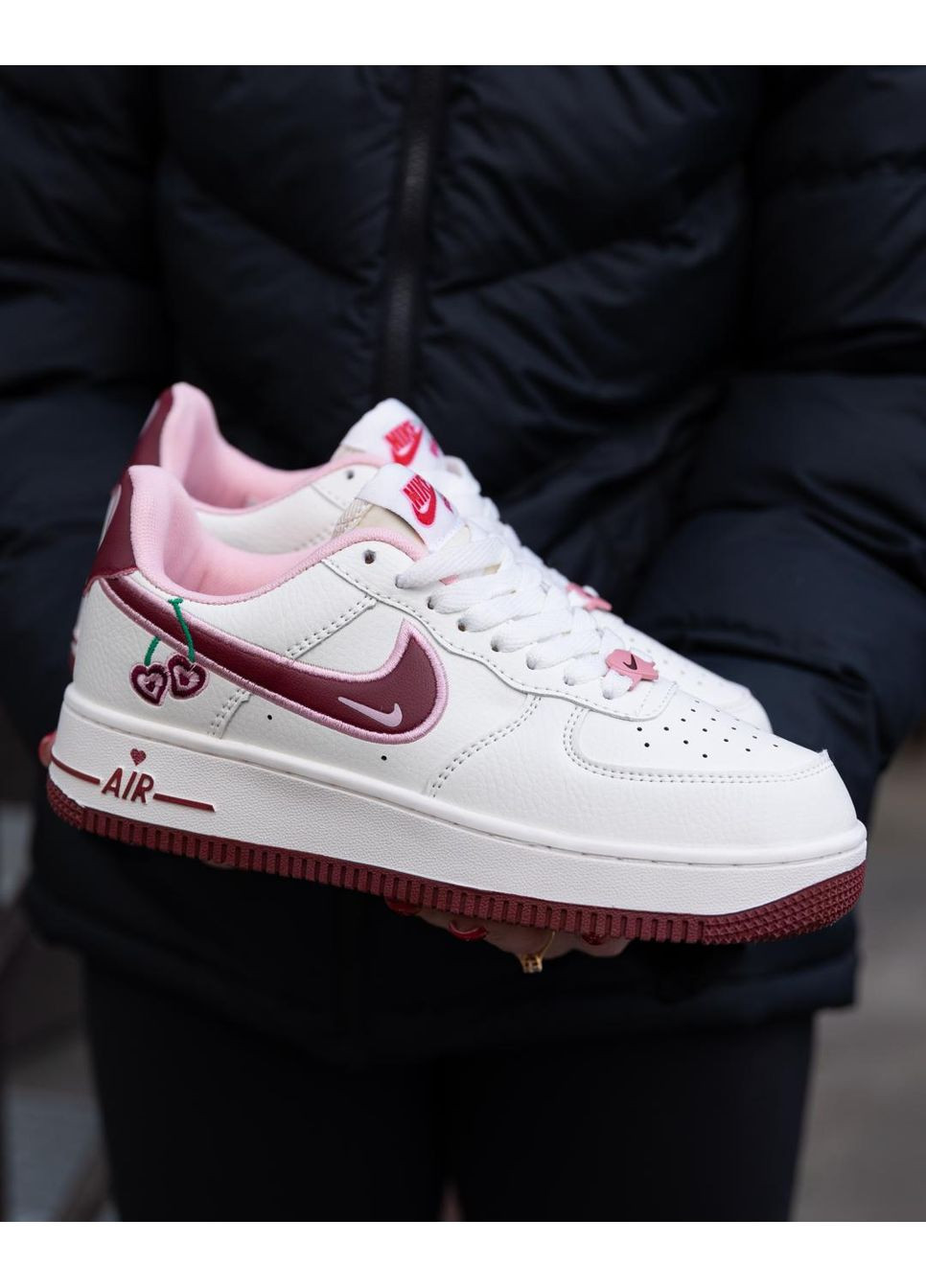 КРОСІВКИ ЖІНОЧІ NIKE AIR FORCE 1 LOW VALENTINES DAY НАЙК АІР ФОРС 1 ПРЕМІУМ No Brand білі демісезони (368887945)