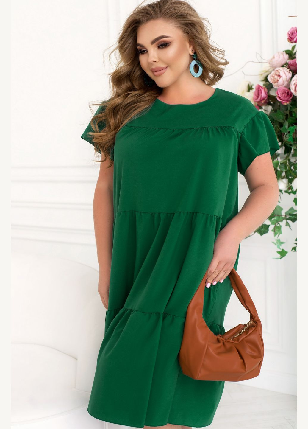 Зелена повсякденний вільна сукня а-силует No Brand однотонна