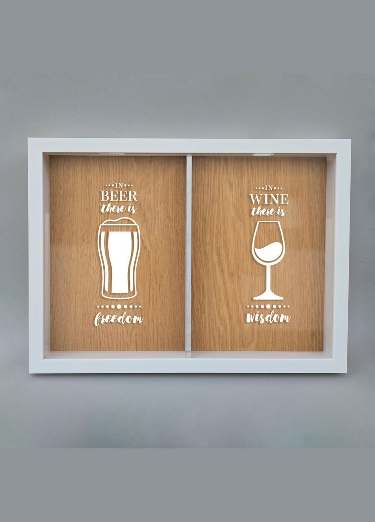 Двойная рамка копилка "Wine wisdom, Beer freedom" для пробок (BDDOUBLE-08) white-brown BeriDari (293509415)