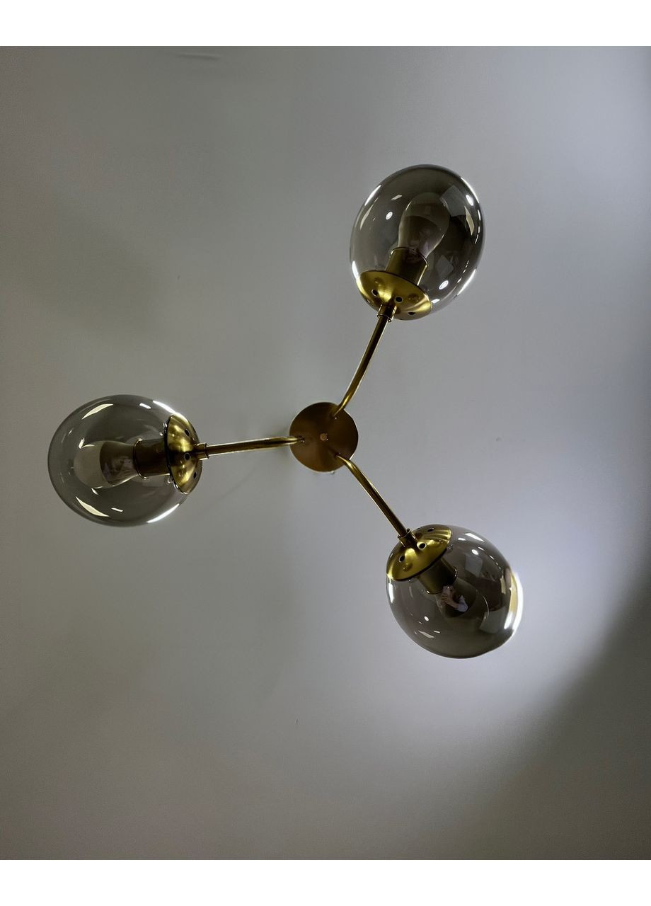 Потолочная бронзовая люстра с 3 графитовыми плафонами-шарами "Triple Glow" (52-9908-3 BRZ+BK) No Brand (370070571)