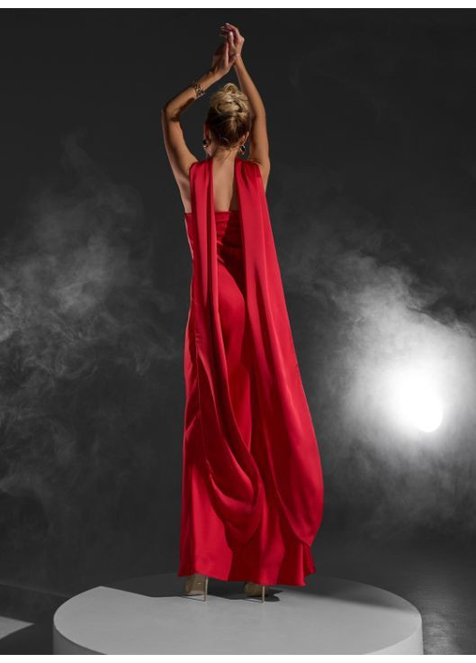 Красное праздничный, повседневный, коктейльное, вечернее платье на бретельках с разрезом No Brand однотонное