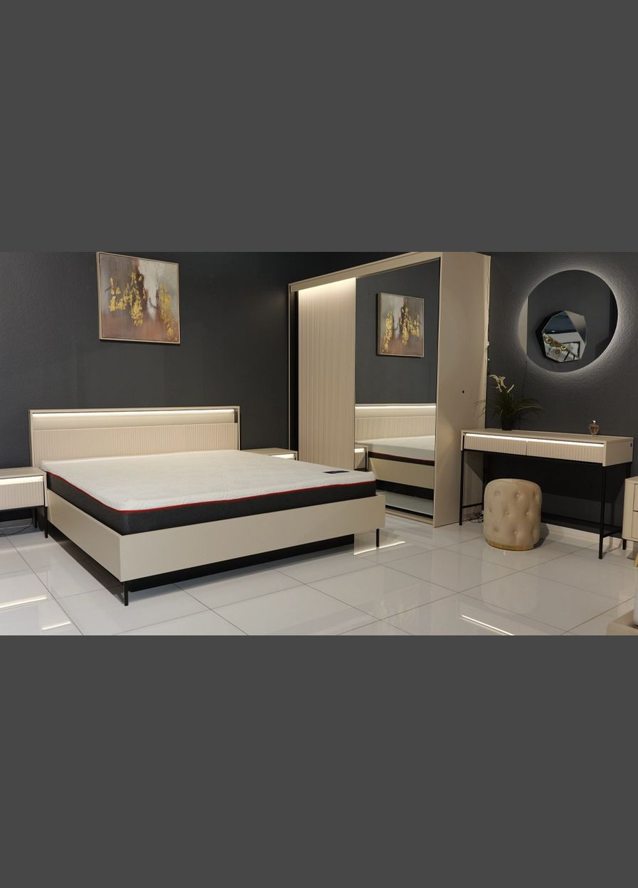 Шкаф-купе 2д Trend TS-01 с зеркалом и подсветкой бежевый LENART (356683947)