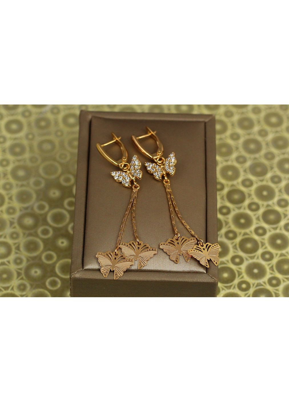 Серьги подвески Хuping Jewelry три бабочки 6 см золотистые love-shopping Xuping Jewelry (354661716)