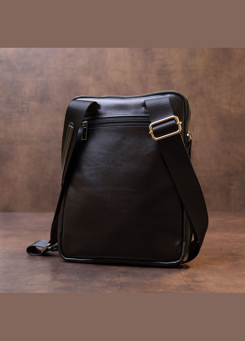 Шкіряна сумка крос боді чоловіча месенджер через плече чорна 11281 Shvigel (329196586)