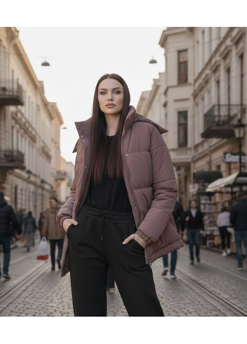 Коричневая зимняя женская тёплая куртка с капюшоном Nositi 4086-15А