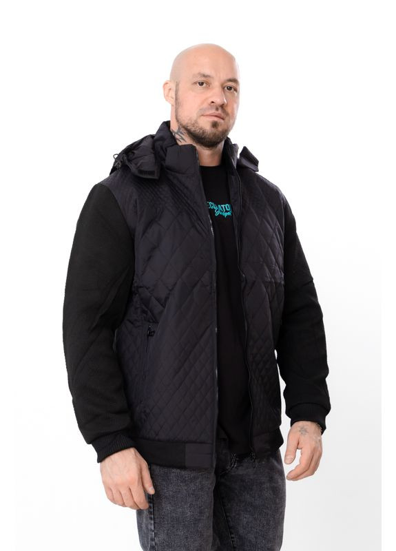 Чорна демісезонна демісезонна чоловіча куртка з відстібним капюшоном та кишенями (p-18178) Носи своє