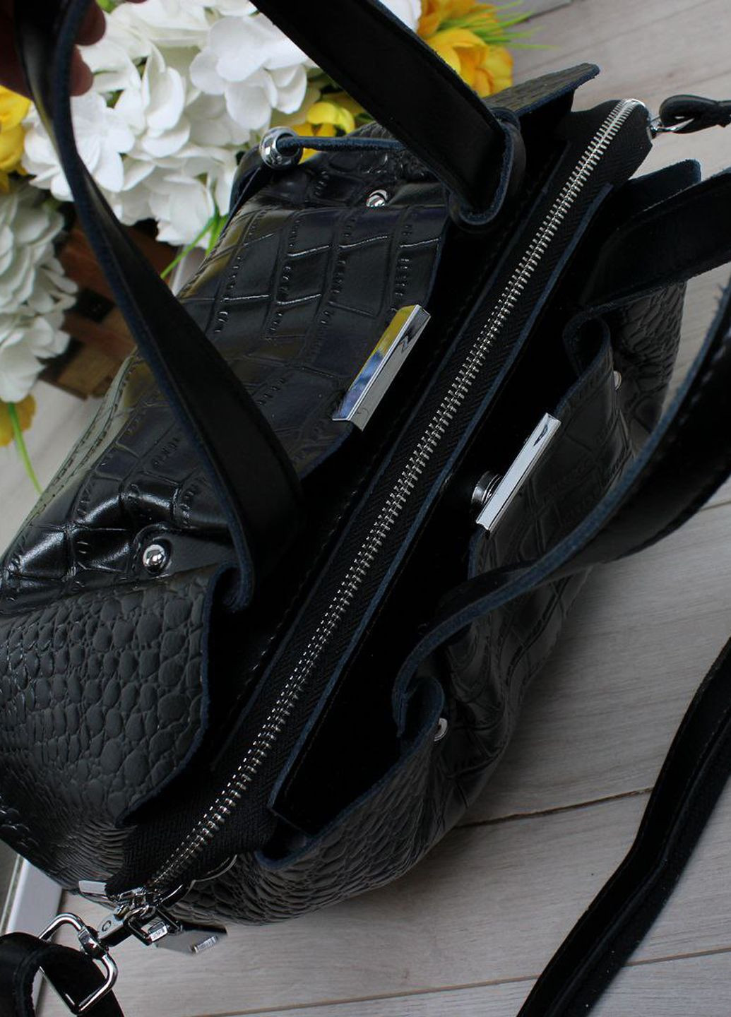 Сумка шкіряна з тисненням крокодил Vishnya (335707796)