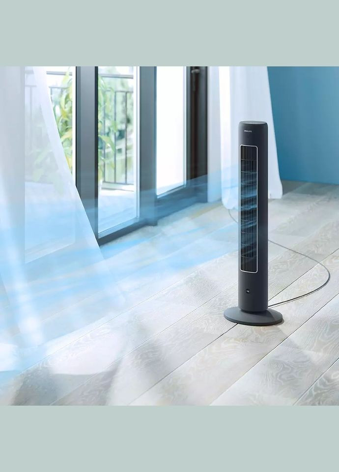 Вентилятор колонный, 110см, 40Вт, пульт ДУ, дисплей, графит. Philips (342114003)