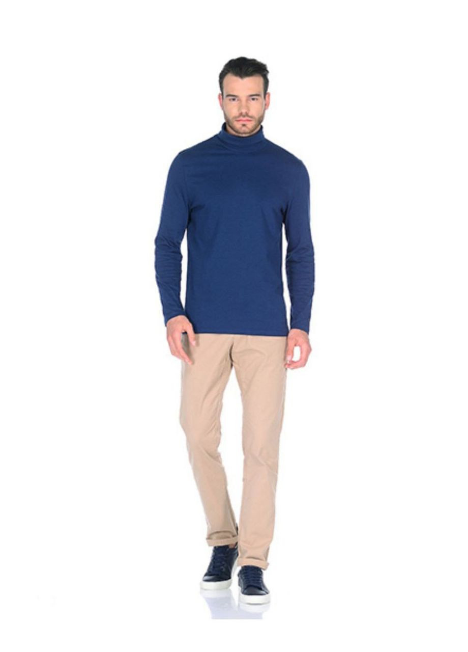 Синий демисезонный повседневный лонгслив DK/DL Мода без кордонів однотонный