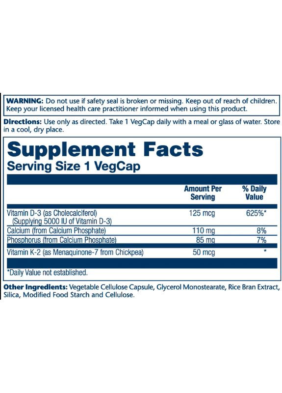 Витамины D3 K2 для здоровья костей сердца и иммунной системы витаминный комплекс Solaray (368977172)