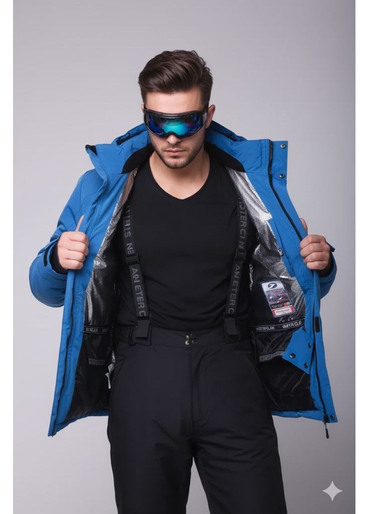 Голубая зимняя мужская термокуртка горнолыжная повседневная сноубордическая м2363-голубой Master Class куртка лижна