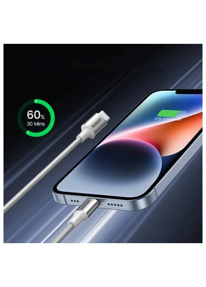 Дата кабель (70523) Ugreen USB-C to Lightning 1.0m 3A 60W US304 white (388705498)