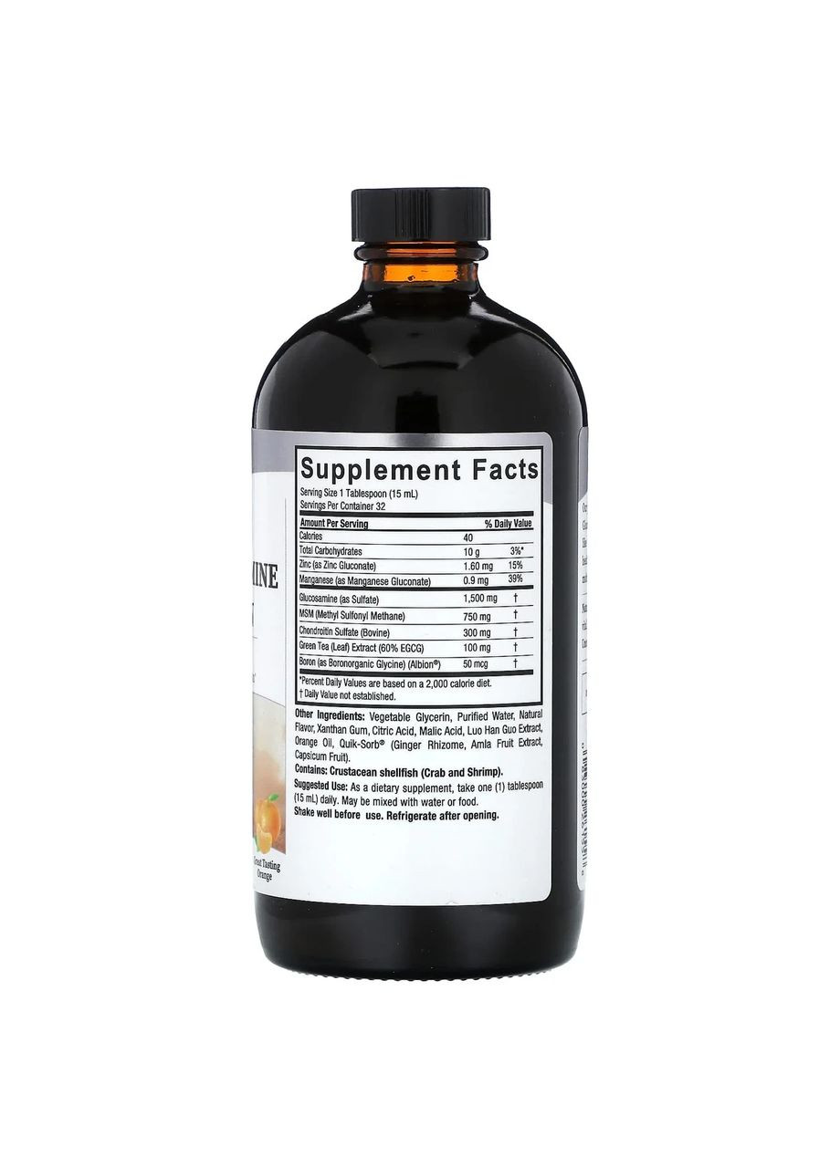 Рідкий глюкозамін хондроїтин, зі смаком мандарина, 480 мл Nature's Answer (361115199)